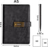 A5 240 8.6x5.8in WEMATE Diary with Lock, PU Leather Journal with Lock Pages, Vintage Locks Journal Password Notebook