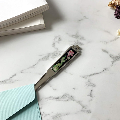 Decorative Envelope Paper Letter Opener with Mother of Pearl Antique Design Silver Steel Blade