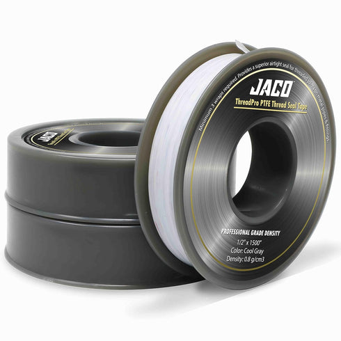 JACO ThreadPro High-Density Thread Seal Tape, 1/2" x 125 ft. (Mega Roll) | Professional PTFE Pipe Sealant (3-Pack)