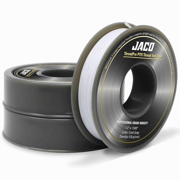 JACO ThreadPro High-Density Thread Seal Tape, 1/2" x 125 ft. (Mega Roll) | Professional PTFE Pipe Sealant (3-Pack)