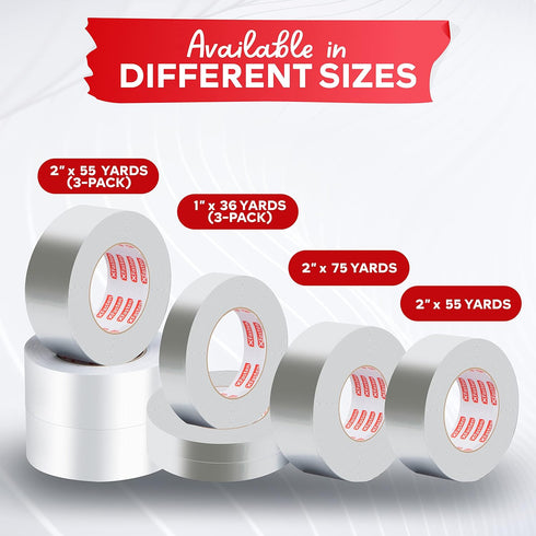 XFasten Aluminum Foil Tape, 2 Inches x 75 Feet Heavy Duty Ductwork Tape for HVAC