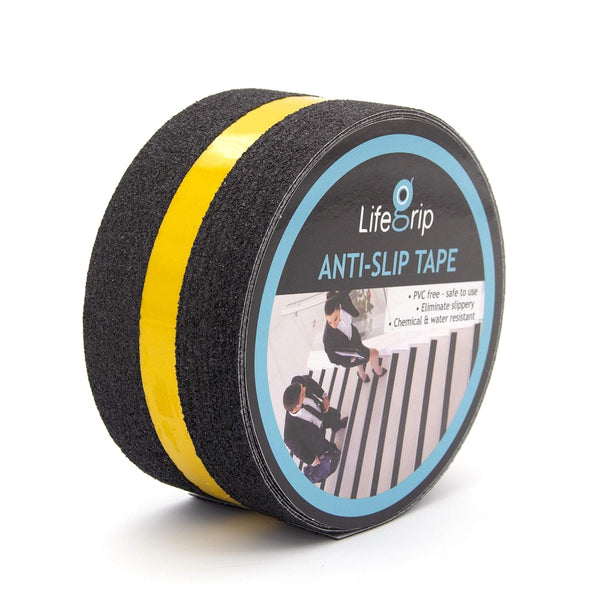 LifeGrip Anti Slip Traction Tape with Reflective Stripe, Best Grip for Stairs, Indoor, Outdoor, Black (2" X 30')