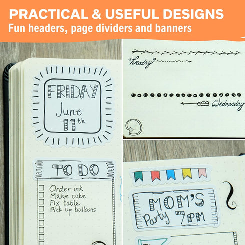 Ultimate Design Elements Planner Stickers Set - Value Pack of 24 Sheets, Clear Stickers, Banners, Arrows for Journals