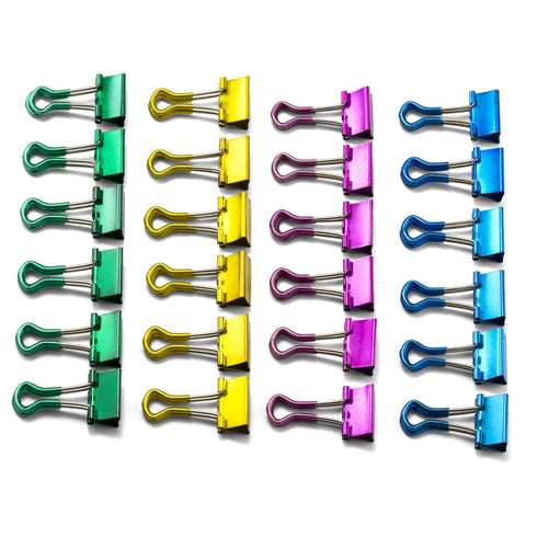 Officemate Easy Grip Binder Clips, Metallic, Small, Pack of 24