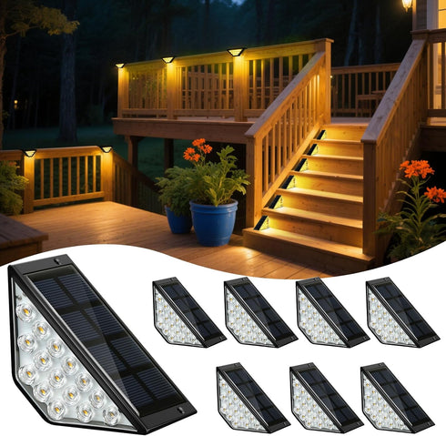 BKBB PPBB Solar Step Lights for Outside, Solar Stair Lights Outdoor Waterproof, Deck Step