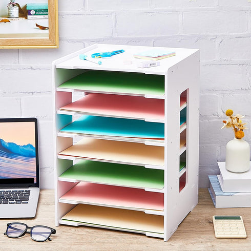 Juexica 8 Tier Scrapbook Paper Organizer, 12 x 12 Stackable Paper Trays for Home Office Decorations