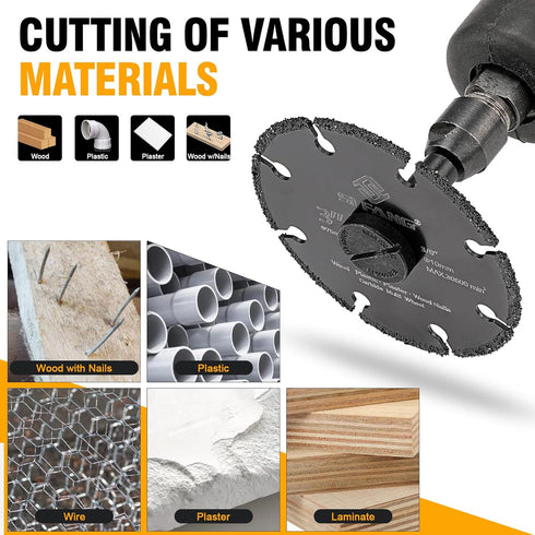 3 Inch Cut Off Wheel with 1/4" Mandrel Adapter for Die Grinder, Tungsten Carbide Blade for Rotary Tools