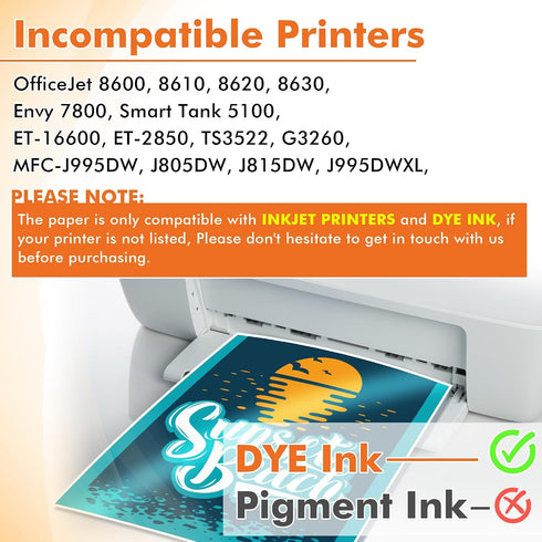 8.5x11 Inches 100 115gsm Koala Glossy Thin Inkjet Paper Sheets Compatible with Inkjet Printer Use DYE INK