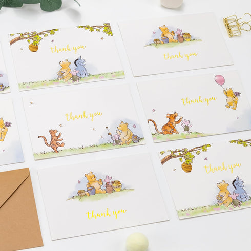 50 Pack Crisky Cute Bear Thank You Cards Blank Inside with Envelopes and Stickers for Birthdays, Baby Showers