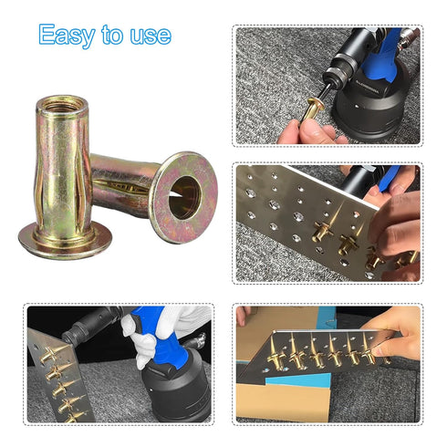 25pcs 5/16-18 Multi-Grip Rivet Nuts, Pre-Bulbed Shank Flat Head Threaded Insert Nut Gold Zinc Plated