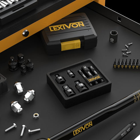 LEXIVON Impact Socket Adapter Combo Kit, 7-piece Increaser, Reducer & Extension Set for Impact Driver Conversions