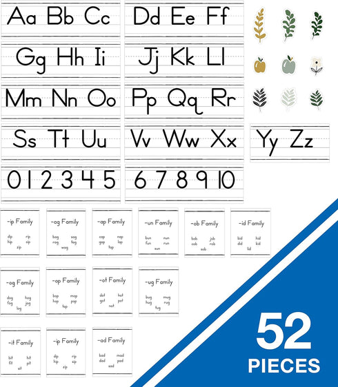 Carson Dellosa 52-Piece Farmhouse Manuscript Alphabet & Number Line Bulletin Board Set, Phonics Posters, Modern