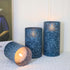 Set 3 Blue Flameless Candles with Remote and Timer, Real Wax Battery Operated Candles with Flickering Flame, Glass LED
