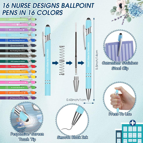Jetec 32 Pcs Nurse Sticky Notepads with Pens, Teacher Appreciation Gifts Set, Cute Memo Pads for Teacher