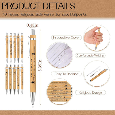 Seajan 40 Sets Christian Gifts, Bible Verse Notebooks, Religious Bamboo Pens, Wooden Keychains for Church Appreciation