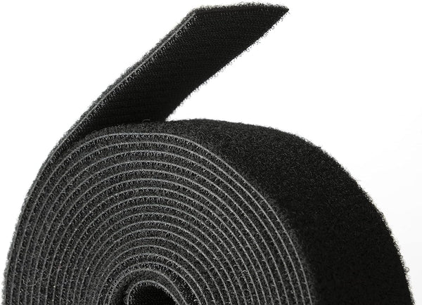 Reusable Hook & Loop Strong Grip Fastener Roll, 2" x 16' (2" Wide, 16 Feet Long), Black