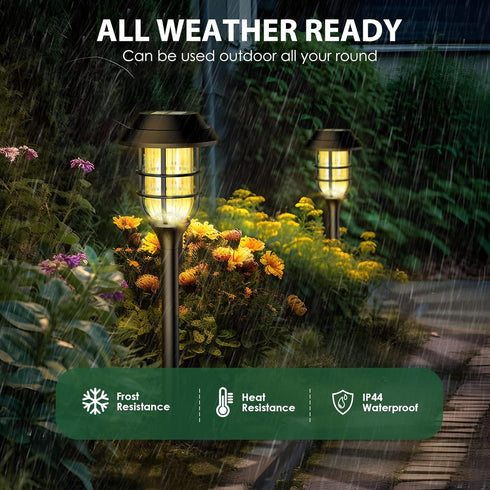 8 Pack(Warm SOLPEX Solar Lights for Outside, Solar Outdoor Pathway Garden Lights Waterproof, Solar Powered Landscape