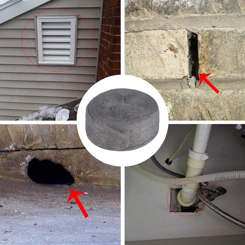 Steel Wool for Mice Control - 15FT (150G) - Fine Wire Wool to Keep Animals Away from Holes, Wall Cracks, Vents