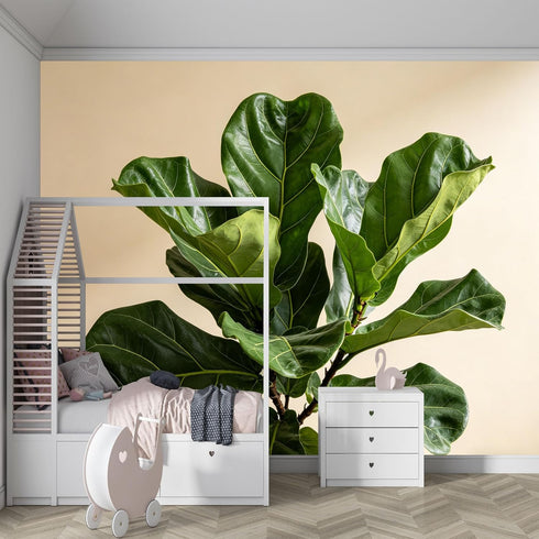 Yzpallescene Custom Size Wall Mural Green Fiddle Leaf Fig Botanical Tropical Plant Minimalist Nordic Style Removable