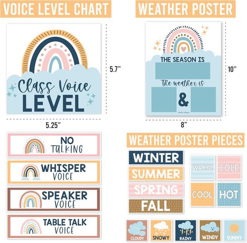 Hadley Designs Boho Calendar For Classroom - Bulletin Board Sets for Teachers, School Calendar for Classroom