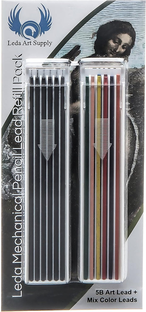 Leda Mechanical Pencil Black and Mixed Colors Lead Refill Pack for Drawing