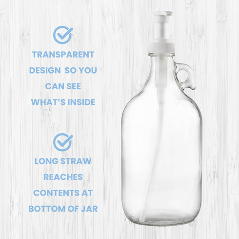 64 oz kitchentoolz Half Gallon Glass Laundry Detergent Dispenser with Pump, Large Liquid Laundry Soap Dispenser Jug