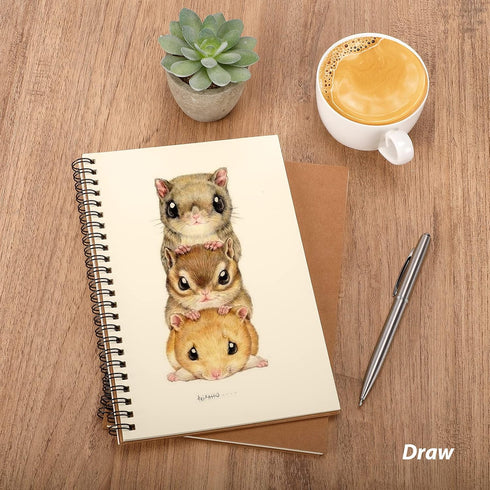 LABUK 7 Pack Blank Notebook, 100 Pages Unlined Spiral Notebook, 8.3"x 5.5" Soft Cover Kraft Memo Notepads
