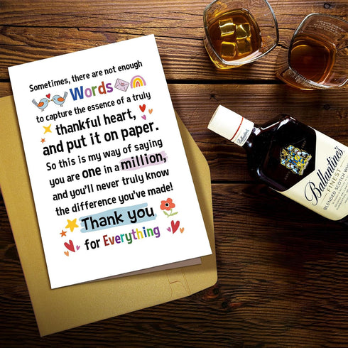 Supoeguk Lovely Thank You Card for Friend, Appreciation Card for Boss Coworker, Poem Thank You Card for Teacher, Sweet