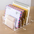 BEYGORM Acrylic Mail Holder, Clear Desk Organizer with Divider, Vertical Letter Sorter for Desktop, 5 Compartments