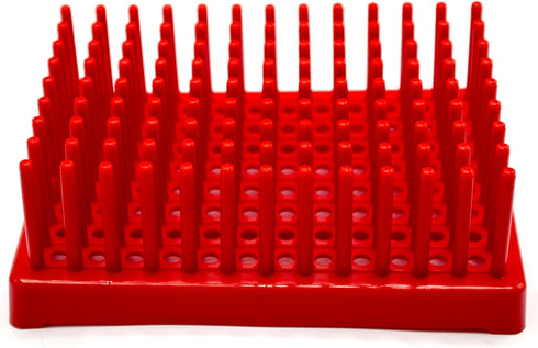 EISCO Red Plastic Test Tube Peg Drying Rack Holds 96 13mm Test Tubes Labs by EISCO