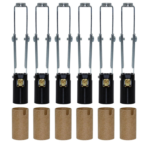 E12 4-Inch 6 Pack Creative Hobbies Chandelier Lighting Fixture Socket Kit - Adjustable Height Candelabra Sockets