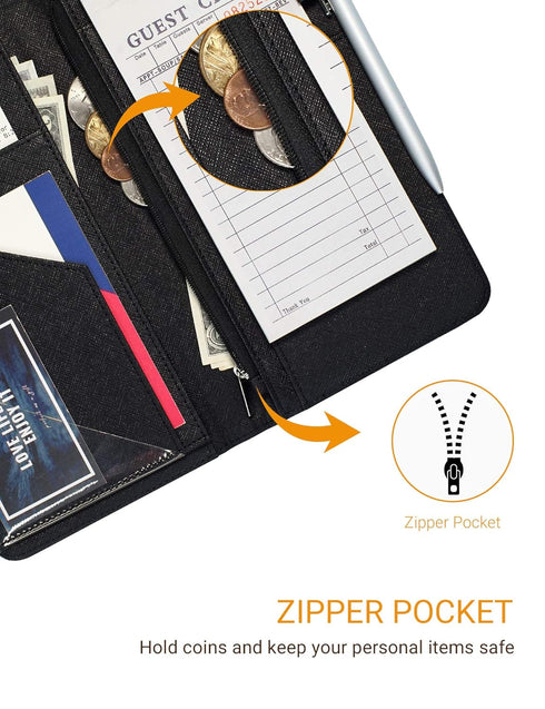 4.7" 9" Mymazn Server Book with Zipper and Magnetic Pocket Waitress Book Waiter Book Wallet Restaurant Waitstaff