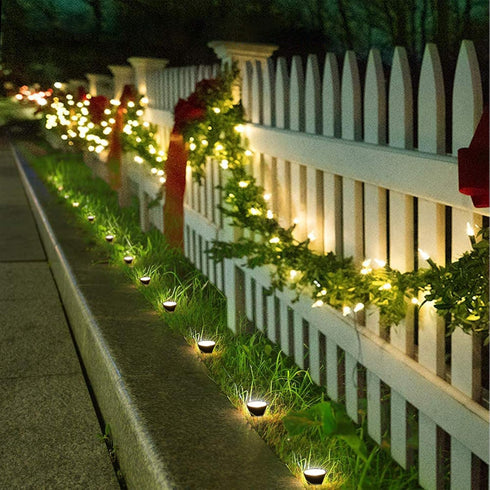 SH-RuiDu 10 Solar Pathway Ground Lights LED Solar String Ground Lights Solar Powered Inground Lights for Garden Lawn