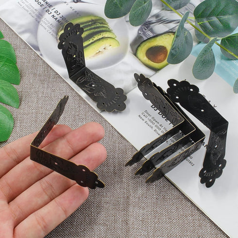 Auvotuis 30Pcs Nails(2.2 0.69inch, Antique Corner Protectors Decorative Metal Right Angle Box Corner Cover Guards