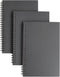 TWONE 3 Packs Soft Cover Notebook, Lined Paper, Black Spiral Notebooks, 100 Ruled Pages, 50 Sheets, 8.25 x 5.55 inch