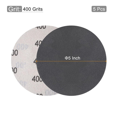 uxcell 5 Inch Sanding Disc, 400 Grit Hook and Loop Wet Dry Sandpaper for Orbital Sander, 5 Pcs