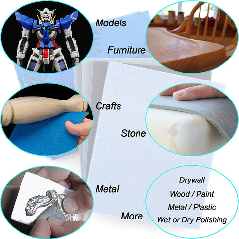 500-2000 Grit Sanding Sponge 8 Pads - 4.5" x 5.5" Ultra Fine Hand Sanding Sponges for Drywall, Metal, Wood