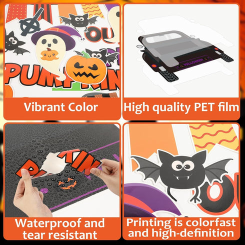 Halloween Pumpkin Honeycomb Balls Bulletin Board Set, Cutouts for Classroom Birthday Party Decor with Ghosts and Bats