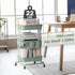 DTK 3 Tier Utility Rolling Cart with Cover Board, Turquoise, Rolling Storage Cart with Locking Wheels, 2 Small Baskets