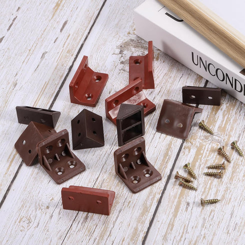 120Pcs 90 14x13x9mm uxcell Degree Plastic Corner Braces, Nylon Shelf Right Angle Brackets with Screws for Cabinets