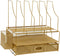 Martha Stewart Ryder Gold Mesh Metal Large Desktop Organizer - Paper File Letter Holder with Drawer