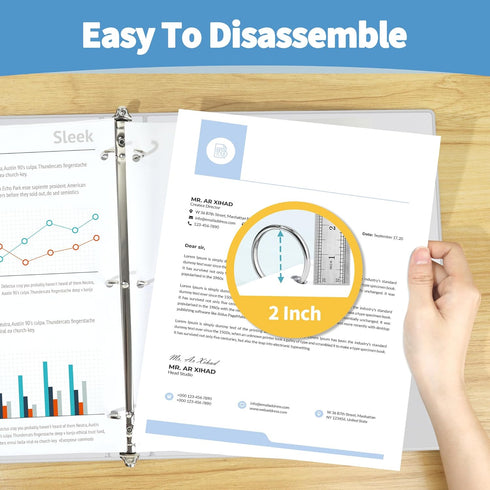 SUNEE 3 Ring Binder, 2 Inch, Clear View Binder, PVC-Free, for School or Office Supplies