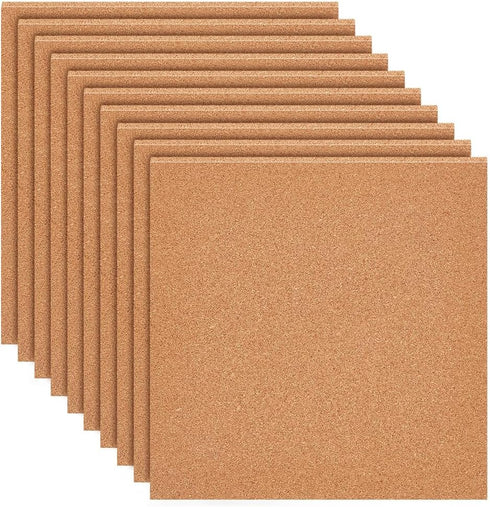 BENECREAT 8 Pack 12x12 Inch Cork Board, 3mm Thick Square Tiles for Bulletin Boards, Wall Decoration, DIY Crafts