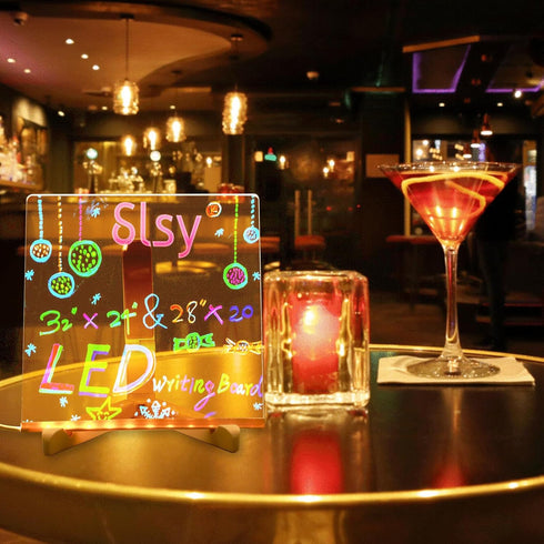 LED Note Board with Colors, Light up Dry Erase Board with Stand & 7 Pens, Glowing Memo Board for Home Office School