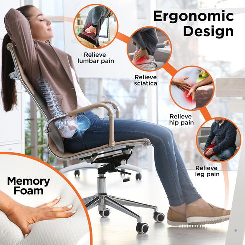 BLACK+DECKER Memory Foam Lumbar Support Pillow, Lumbar Cushion for Office, Car, Wheelchair & Airplane Adjustable Strap