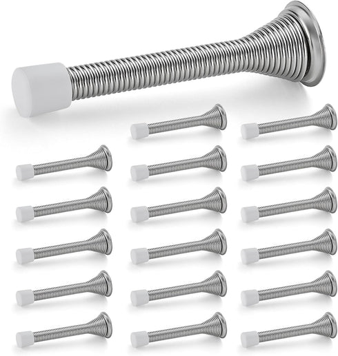 Ravinte Door Stoppers, 18 Pack Satin Nickel Spring Door Stops with Rubber Bumper for Bottom of Door
