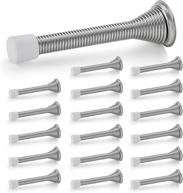 Ravinte Door Stoppers, 18 Pack Satin Nickel Spring Door Stops with Rubber Bumper for Bottom of Door