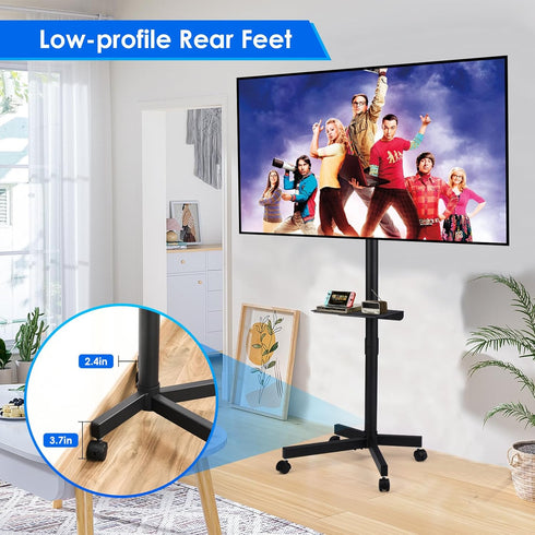 Voitgrsuo 23-60 Inch 55Lbs 400x400mm Mobile TV Stand for LCD LED Flat/Curved Panel Screen TVs, Tilt TV Cart Holds up