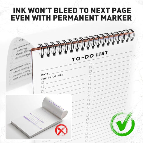 To Do List Notepad 6 Pack, 5.2 x 8" Spiral Daily Planner with 35 Sheets for Work, Note, and Todo Organization