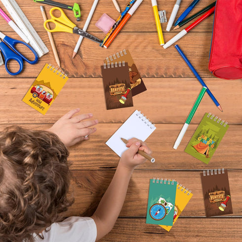 Teling 24 Pieces Camp Party Favors, Mini Notepads for Kids Camping Party Favors and Teacher Classroom Rewards